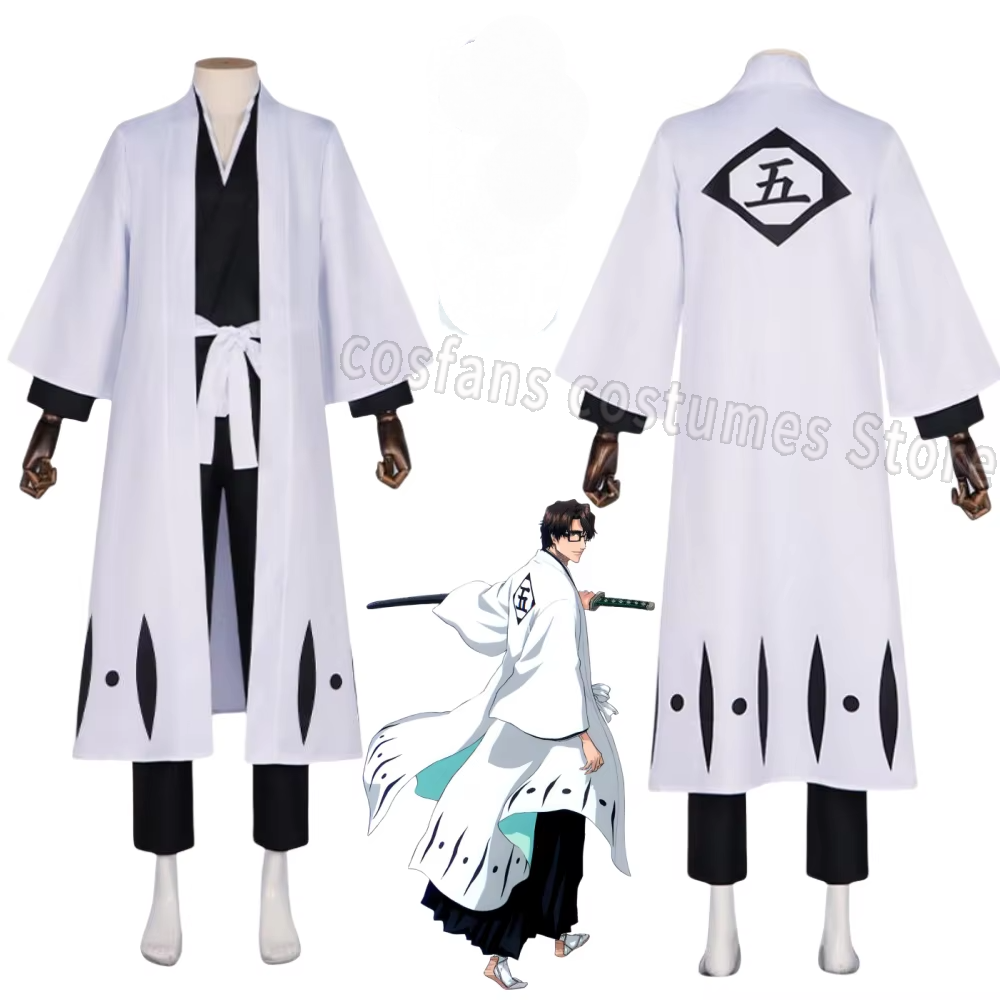 Bleach Captain Coat - Костюм для косплея Aizen Sousuke, парик